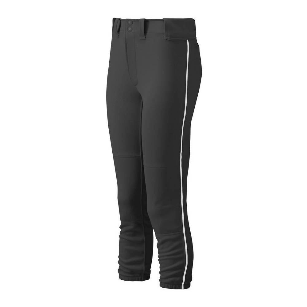 Mizuno Women's Belted Piped Softball Pants Black/White (350314-YSZ)